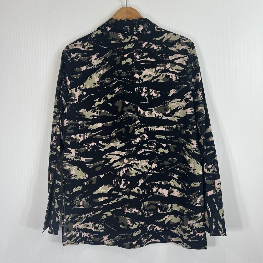 Topshop Oversized Camo Long Sleeve Button Down Shirt Size 4 Green NEW - Picture 7 of 14